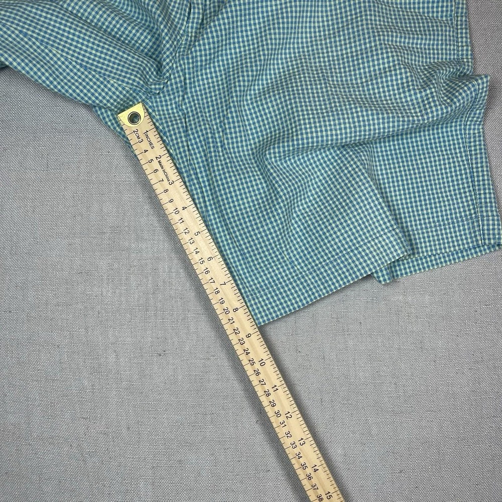 Peter Millar Shorts Men 34x9 Gingham Plaid‎ Seersucker Cotton Golf Blue/Green - Picture 6 of 7